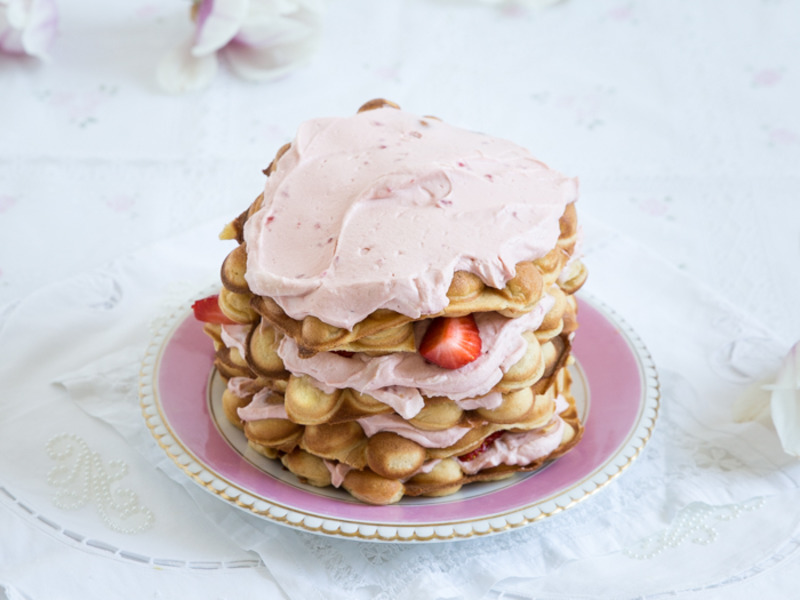 Les gaufres bubbles sous la forme d'un gâteau