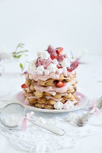 Les gaufres bubbles sous la forme d'un gâteau