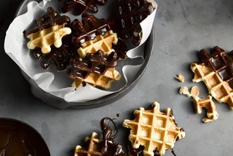 Zacht wafeltje met chocolade!