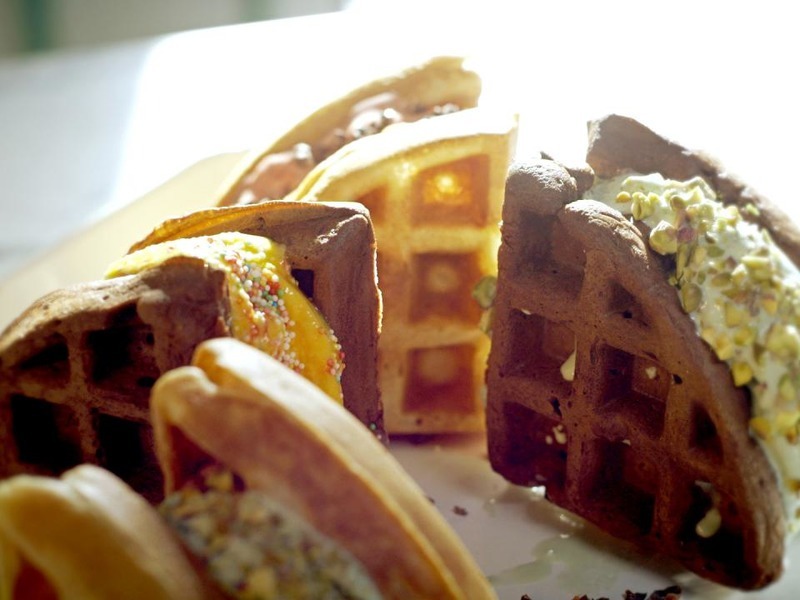 Crèmes glacées à la gaufre