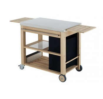KHEA02 - Houten Karretje met inox werkblad